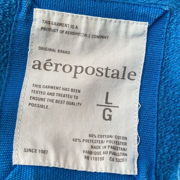 Aeropostale New York City Bright Blue Silver Hoodie Jacket Sweatshirt Size large - Picture 5 of 7